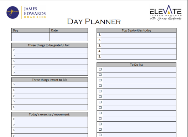 Daily planning Sheet